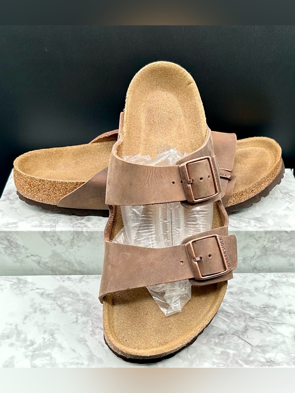 BIRKENSTOCK Arizona Birkibuc Sandals in Mocha Brown. EU Size 42